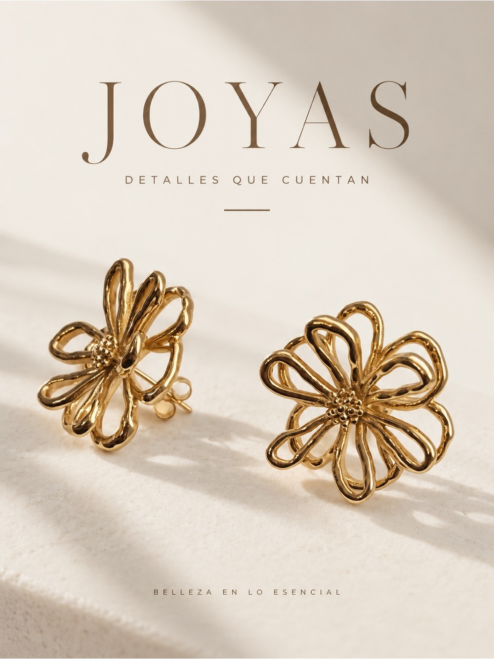 Gold Plated Floral Hoop Stud Earrings - Elegant Women's Jewelry